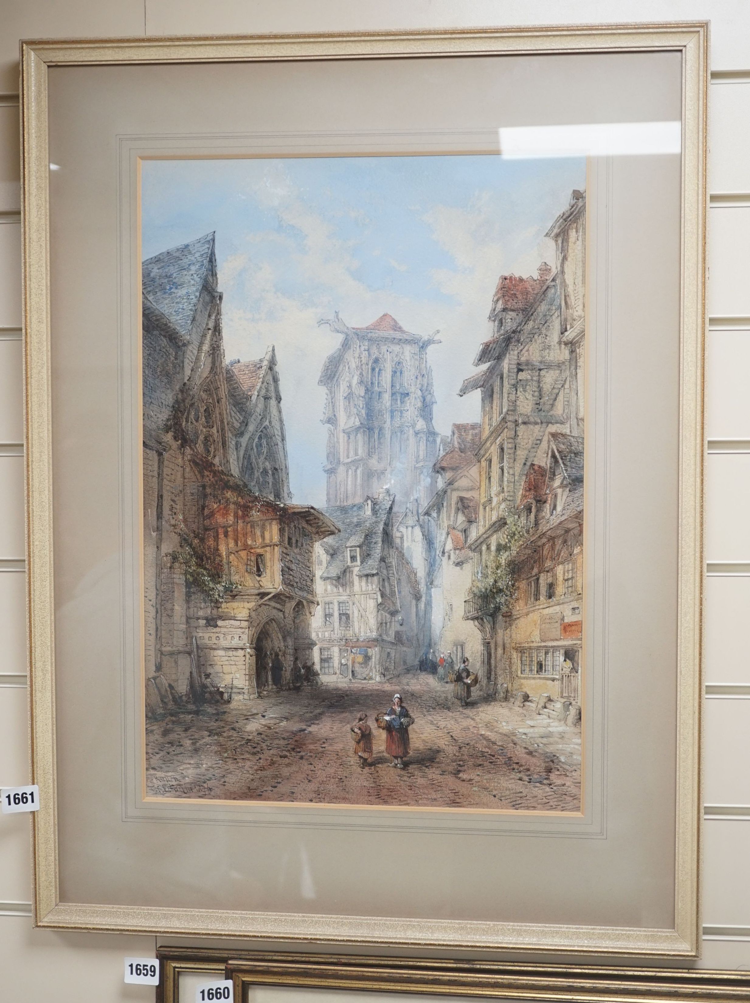 Thomas Colman Dibdin (1810-1893), watercolour, Rouen, signed and dated 1876, 54 x 36cm